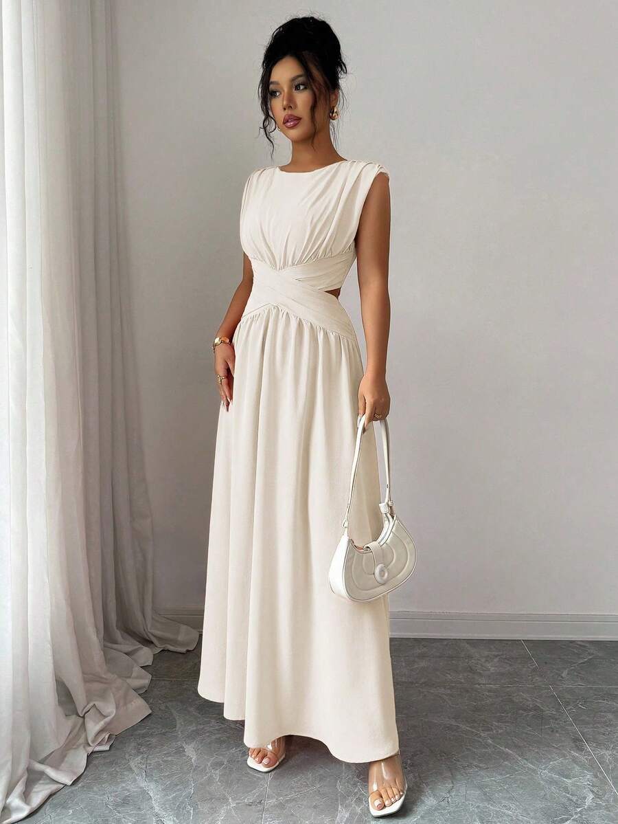 Women Midi Dresses - 杏色 - 查看 1