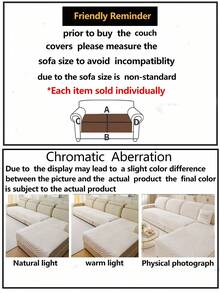 1pc Modern Solid Color Sofa Cover, Fashionable Plush Sofa Slipcover, Non-Slip, Scratch-Resistant, Dirt-Resistant, Pet-Friendly Sofa Protector, Fits 1, 2, 3, 4 Seater Sofas And L-Shaped Sofas, Suitable For All Seasons, Machine/Hand Washable, Decorative For Holidays - Beige - View 5
