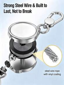 1 Set Anti-Theft Phone Lanyard, Retractable Steel Wire Phone Strap With Keychain, Key Ring Rope Tag, ID Holder & Metal Strap Buckle, Suitable For Teachers, Nurses, Students, Silver, Heavy Duty Retractable Cable, Suitable For Skiing, Shooting, Fishing And Travel - Multicolor - View 6