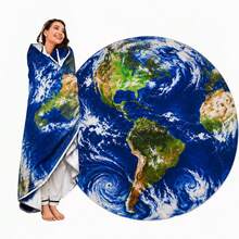 Creative Earth Map Blanket, Unique World Globe Pattern Throw Blanket, Soft Cozy Flannel Blanket For Travel Lovers, Geography Fans, Office Bedroom Decoration Gift - Blue Planet - View 5