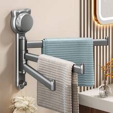 1 pieza Toallero giratorio multifunción sin taladro, toallero giratorio de pared moderno y minimalista, diseño de rotación libre de 180°, toallero de almacenamiento para baño a prueba de agua y óxido que ahorra espacio, adecuado para el hogar, cocina, lavandería, toallero de almacenamiento multiusos - Multicolor - Ver 8