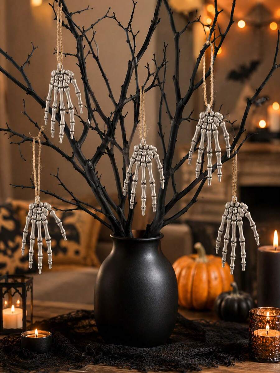 Skeleton Hand Decorations,Realistic Skeleton Hand Decorations,Spooky Gothic Style-Can Be Hung Or Placed On A Table, Perfect For Decorating Doors,Walls,Windows,Parties,Christmas Decorations For Home,Autumn Home Decor,Thanksgiving,Skeleton - Multicolor - View 1