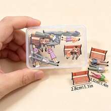 26Pcs Miniature People With Park Bench Set, 20 Hand Painted 1:50 Scale Tiny Human Figurines + 6 Mini Park Chairs, Standing Sitting Mini Figures For Dollhouse Accessories, Railway Train Layout, City Diorama Landscape, Architecture Model Scene Decor, H - 20pcs 1:50 Scale Figures + 6pcs Medium Chairs - View 3