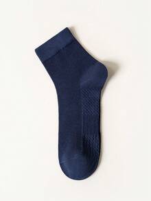 5 Pairs Men Cotton Crew Socks, Breathable Moisture‑Wicking Mid‑Calf Socks, Solid Color Lightweight Ribbed Cuff Casual Business Daily Socks For Men - Multicolor - View 10