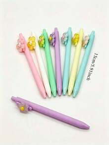 1/5pcs Macaron Multi-Color Transparent Floral Patch Neutral Pens, Highly Attractive Girl Floral Ballpoint Pens, Student Exam Practice Journal Writing Stationery, Back To School Gift For Friends - Five-petal Flower - View 4
