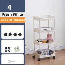 1 pieza Carrito de almacenamiento rodante multifuncional, estantería de almacenamiento móvil de plástico, organizador de pie para dormitorio, cocina, baño, inodoro, estantería de almacenamiento de varias capas - Ver 6