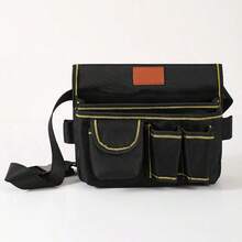 Professional Electrician Tool Waist Bag, Thickened 600D Oxford Cloth, Wear-Resistant, Tear-Resistant, Durable, Exquisite Craftsmanship, Adjustable Waist Belt With Reinforced Stitching At Stress Points, Multiple Compartments And Pockets, Side Hanging Rings, Portable Waist-Hanging Storage Bag For Decoration, Carpentry And Construction Site Work, Hardware Tool Classification Storage, Say Goodbye To Clutter, Save Time And Improve Work Efficiency - Black Tool Storage Waist Bag - View 12