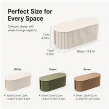 1pc Ribbed Power Strip Storage Box With Removable Lid, Desktop Outlet Cable Management Box, Hide Messy Wires, Chargers, Adapters And Data Cables, Suitable For Home Office Desk Decor, 3 Colors Available - A - View 2