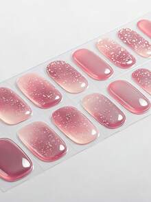 Nail Stickers, Soft Translucent Smoky Pink Full Coverage Nail Stickers, High Gloss Finish, Long-Lasting Wear, Protects Natural Nails, Suitable For Daily Commute, Date, Vacation, Afternoon Tea, Wedding Nail Art - Watermelon Pink - View 3