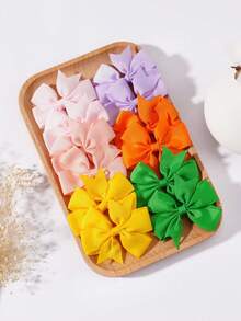 40Pcs Random Color Kids Girls Teens Solid Color Bow Grosgrain Ribbon Cute Classic Hair Clips Barrettes For Daily School Party Birthday All Seasons - Multicolor - View 4