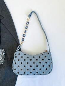 Colorblock Minimalist Cute Luxury Shoulder Bag - Navy Blue - View 7