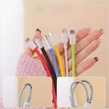 5pcs Spiral Cable Protectors, Suitable For Universal Mobile Chargers, Prevent Charging Cable Bending And Breaking, Charger, Earphone, Data Cable - Anti-Tangle Storage And Organization - Multicolor - View 2