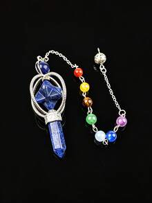 1pc Rotating Merkaba Crystal Natural Crystal Pillar Seven Chakra Meditation Divination Energy Crystal Hanging Ornament - Merkaba Pendulum - View 8