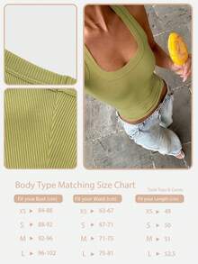 Floreya Square Neck Camisole Top For Women, Casual Slim Fit Sleeveless Crop Top, Versatile For Summer, Autumn & Spring - Avocado Green - View 5