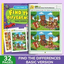 beartale 32 Pages Children Spot The Difference Book, Early Learning Educational Activity Workbook, Advanced Spot The Difference Activity Book, Busy Book, Quiet Book, Preschool Observation & Attention Training Brain Teaser Coloring Book, Birthday Gift For Boys And Girls - Multicolor - View 4