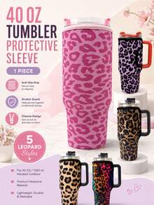 1 buah Sarung Tumbler Isolasi Motif Leopard Anti Selip 1200ml/40oz, Penutup Pelindung Botol Air Tahan Gores - MultiWarna - View 1