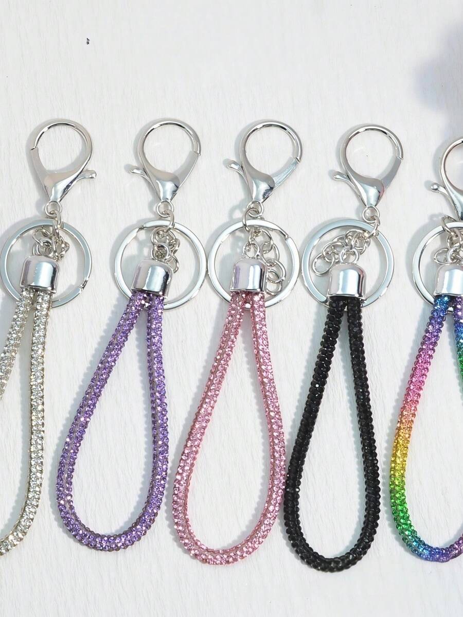 1-5pcs Fashion Rhinestone Pendant Keychain Bag Car Key Chain Pink Women Simple Key Chain - Multicolor - View 1