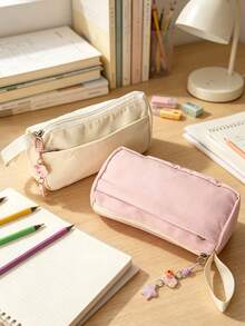 New INS Style Pencil Case, Large Capacity Cute Plush Stationery Bag, High-End Elegant Appearance, Minimalist Versatile. Minimalist Fresh Style, Student's Choice, Essential Item For Going Out. - Multicolor - View 11