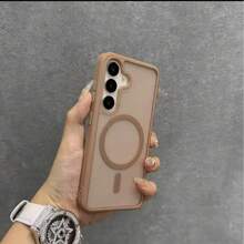 Skin-Feel Magnetic Matte Case Compatible With IPhone 11 12 13 14 Pro Max 15 15 Pro 16 16 Pro Max 17 17 Pro 17 Pro Max 18 18 Pro Max Galaxy S21 22 Plus 23 24 Plus Ultra 25 25 Plus 26 26 Plus 26 Ultra - Brown - View 2