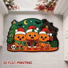 1pc Cute Pumpkin Character Rug, Quirky Holiday Atmosphere Doormat, Cartoon Style, Suitable For Christmas And Halloween, Multi-Scene Application, 1-5cm Cutting Error, Soft Touch, Decorative Rug, Bedroom Decor, Small Rug, Carpet, Home Decor, Living Room Rug, Bedroom Rug, Washable Rug - Multicolor - View 2