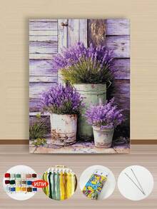 11/14/16CT Printed Cross Stitch Kit. Purple Lavender. Relaxing DIY For Adult Beginners. Includes Cloth, Needles, Threads & Chart. Handmade Wall Art Decor Gift. 30x40cm/11.8x15.7in. - Purple Lavender - View 9