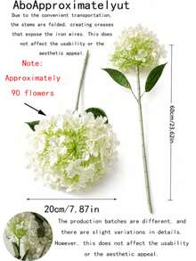 3pcs Set Artificial White Hydrangea Flowers - Home Decor Artificial Flowers - UV Resistant Plastic Vines, Suitable For Wedding, Garden, Porch And Yard Decoration - Durable Indoor/Outdoor Home Decor, With Realistic Green Leaves, Wedding, Home Garden Party Wedding Decoration Outdoor Decoration High Orange Fluffy Chrysanthemum Artificial Rose, Autumn Decoration, Halloween Decoration - White - View 2
