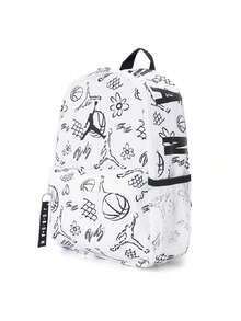 Jordan Men's And Women's Outdoor Lightweight Backpack Nike Backpack 26 Summer New Graffiti Print Backpack Commuter Backpack JD2533027TD-004 - White - View 2