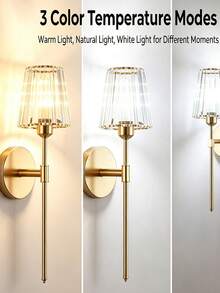 High-End Crystal Wireless Wall Lamp, Black & Gold Rechargeable Wall Light With Crystal Lampshade, Remote Dimming, 12-Color RGB & 3-Color CCT, Decorative Light For Bedroom, Living Room, Hallway - Multicolor - View 5