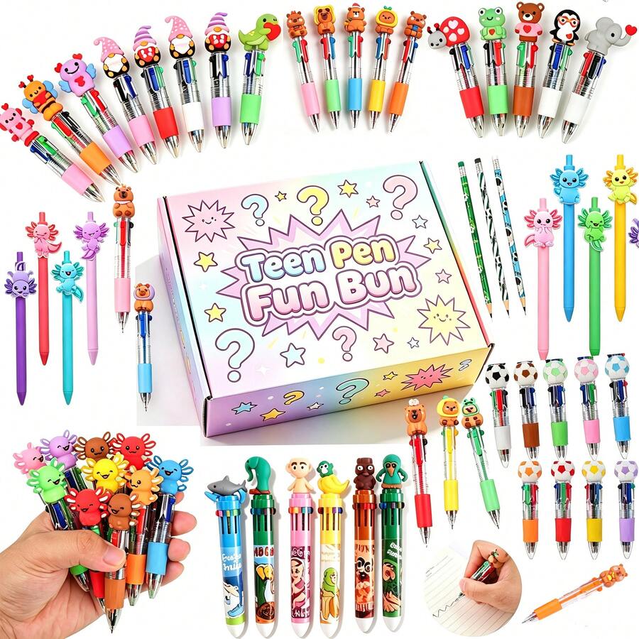 HOOLYUK Multicolor Pens In One 4-In-1 Pens,Back To School Party Favor,Fun Holiday Birthday Gifts,Goodie Bag Stuffers,Classroom Room Decor -Assorted Varieties - Multicolor - View 1