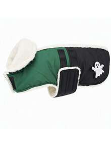 Halloween Thick Dog Coat, Soft Fleece Lining, With Replaceable Embroidered Hook And Loop, Adjustable Design, Easy And Convenient, Suitable For Medium And Large Dog Festival Gifts - Dark Green - View 10