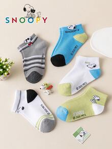 10/5/1 Pair Snoopy Kids Socks, Sports Striped Socks With Puppy Pattern, Short Socks For Autumn/Winter, Suitable For Students, Gift And Daily Use - Multicolor - View 7