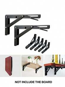 2 Pieces Heavy Duty Folding Shelf 90 Degree Decorative Table Adjustable Angle Metal Wall Mount Table Bracket Storage Support Furniture Accessories Autumn Home Decor Room Decor - Black - View 6