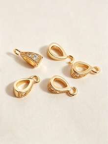1/5/10pcs 18K Gold Plated Color-Preserving Universal Lobster Clasp, Micro-Inlaid Zirconia Seed-Shaped Clasp With Rhinestones, DIY Necklace Pendant Clasp Head - Rhinestone Seed Bead - View 10