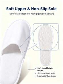 Disposable Indoor Plush Slippers, Hotel & Travel Universal Style, Soft & Non-Slip For Guests - One Size Fits All - View 3