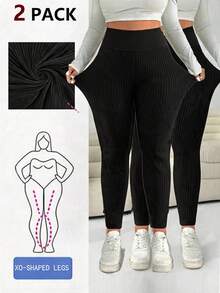 Plus Size Leggings - Black - View 1