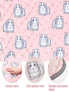 1/3pcs Guinea Pig Cage Mat, Cute Guinea Pig Print Reusable Washable Pet Pee Pad, Super Absorbent Waterproof Non-Slip Small Animal Cage Liner, Suitable For Guinea Pigs, Hamsters, Rabbits, Rabbit Cage Accessories - Pink - View 3