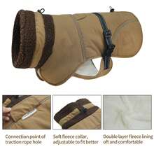 Dog Winter Coat, High Visibility Adjustable Dog Jacket, Thick Fleece Lining, Suitable For Cold Weather Dog Clothing, Suitable For Medium And Large Dogs - Brown - View 4