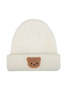 1pc Bear Patch Knit Hat Suitable For Baby Autumn/Winter Daily And Casual Wear - Bear Knit - View 7