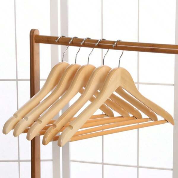 10pcs Wooden Hangers Non-Slip Bar Clothing Store Hotel Home Supplies Travel Essentials Room Decor Storage Organizer Rack Wardrobe Closet Organization