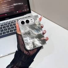 1 قطعة بطانية هاتف قابل للطي بتصميم مرآة ونقشة صدفة بلون موحد، كفر حماية نحيف وخفيف الوزن للهاتف الذكي، جراب هاتف عصري، هدية للعودة إلى المدرسة وحفل الافتتاح وعيد الميلاد وهدية للأزواج، متوافق مع Apple 18 Fold و iPhoneDuo - متعدد الألوان - مشاهدة 3
