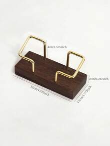 1pc Walnut & Beech Wood Business Card Holder - Premium Solid Wood Office Desk Organizer, Business Gift - Multicolor - View 2