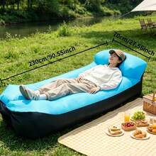 2pcs Inflatable Lounge Chair Air Sofa Bed, Includes 1 Sofa + 1 Storage Bag, Inflatable Sofa Suitable For Camping, Home Movie Watching, Perfect For Beach Chair, Leak-Proof, Suitable For Indoor And Outdoor, Beach, Hiking - A - View 8
