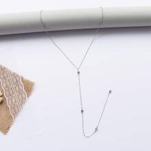 Cadena de espalda minimalista para mujer para fiesta en la playa, accesorio versátil para combinar con vestidos de verano - Plateado - Ver 4
