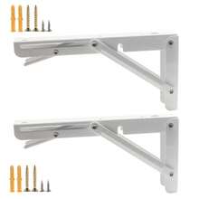 2pcs Stainless Steel Folding Brackets, Space-Saving DIY Bracket Wall Mount Table Bracket, Collapsible Shelves Brackets Sturdy Wall Mount Shelf Bracket For Tables And Shelves, Easy Installation, Versatile Home Use - White - View 8