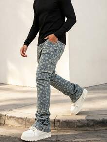 Men's Elastic Slim Fit Boot Pants Are Suitable For Going Out Or Daily Wear, Suitable For All Seasons - Navy Blue - View 4