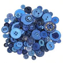 50g Blue Resin Buttons, Assorted Patterns And Sizes, Lightweight And Durable, Suitable For Sewing, Scrapbooking, Home DIY Crafts, Clothing Embellishments, Common Accessory For Handmade Enthusiasts And Designers - Multicolor - View 1