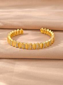 24K 香檳金手鍊套組，百搭紋理銅材質鑲鋯石，適合日常穿戴、聚會、約會、派對，適合作為禮物 - 金色 - 查看 7