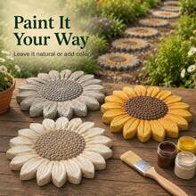 1pc Sunflower Stepping Stone Mold Set, DIY Concrete Garden Path Making Tool, Reusable Floral Stone Mold For Outdoor Yard, Patio And Lawn Decoration - Sunflower - View 4