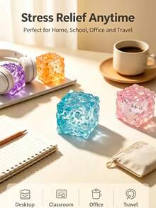 1pc Cute Transparent Irregular Cheese Block Fidget Toy, Shimmer Sequin Crystal Squeeze Squishy, Random Color Stress Relief Toy For Girls Teens - Multicolor - View 4