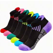 1/5/6/10 Pairs Women's Spring/Summer Compression Sports Socks - Low-Cut, Shock-Absorbing, Breathable, Moisture-Wicking, Arch Support, Suitable For Running, Cycling, Hiking And Outdoor Activities, Random Color - Multicolor - View 5